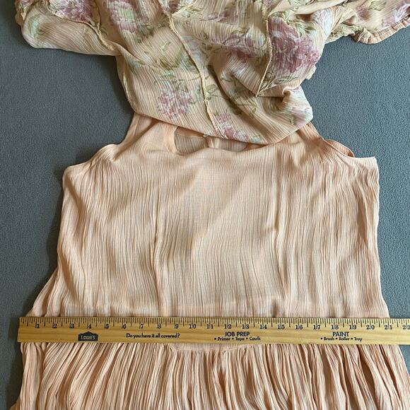 Vtg 90s NOS American Angel Romantic Boho Rose Floral Crinkle Rayon Maxi Dress L - Picture 12 of 16